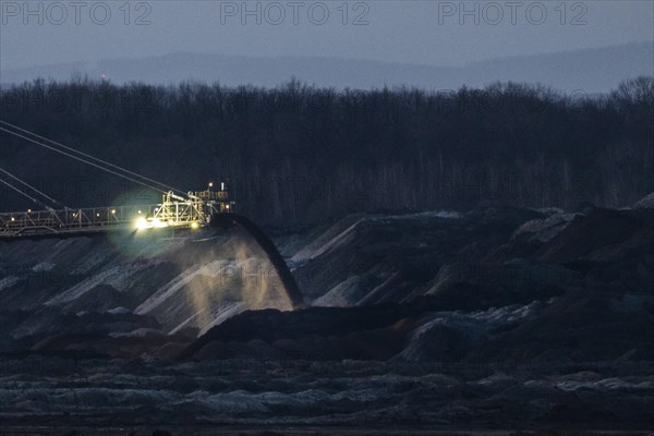 Overburden being transported in the Welzow opencast mine in Neupetershain