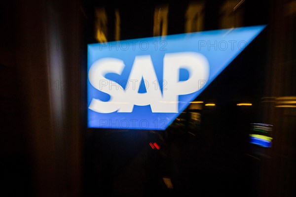 A logo of the SAP company is seen in a branch office in Berlin