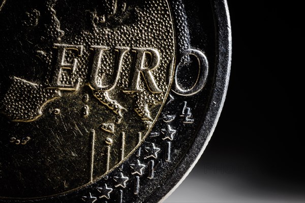 Symbolic photo: euro lettering on a euro coin. Berlin