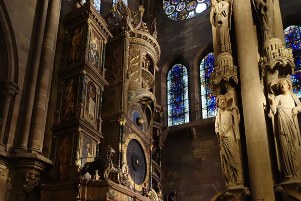 Astronomical clock and the pillar of angels in the Cathedral of Our Lady of Strasbourg