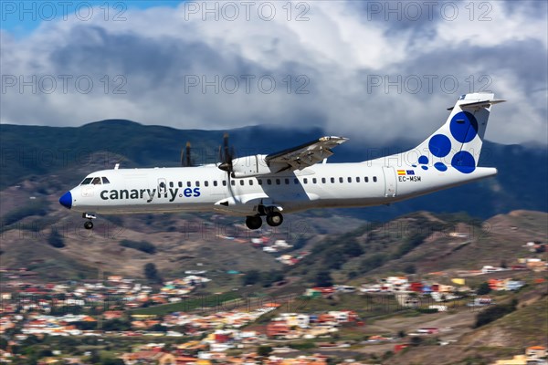 An ATR 72-500 aircraft of CanaryFly with registration EC-MSM at Tenerife Airport