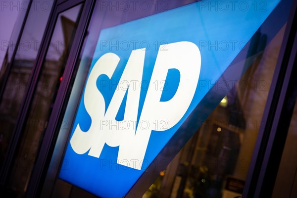 A logo of the SAP company is seen in a branch office in Berlin