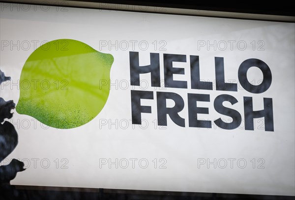 The lettering of the Hello Fresh company at their location in Berlin. 04.02.2022.