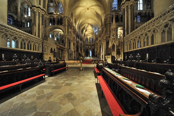 12th century choir stalls inside the Canterbury Cathedral in Canterbury