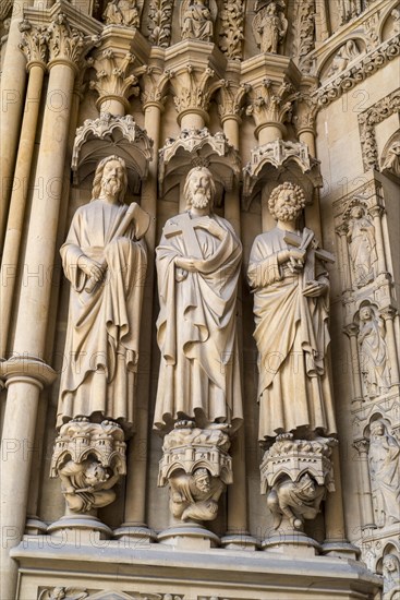 Statues in westwork portal of the Gothic Cathedral of St Stephen of Metz