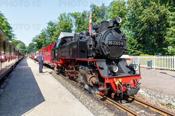 Steam train of the Baederbahn Molli railway Steam locomotive in Heiligendamm