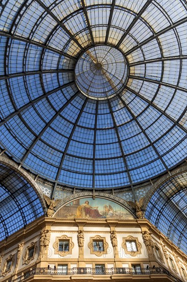 Glass dome roof and frescoes in the Galleria Vittorio Emanuele II