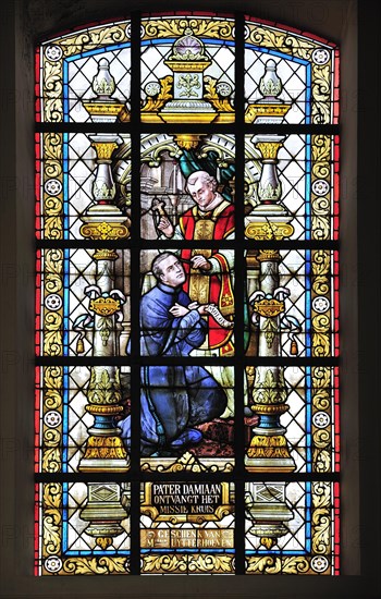 Stained-glass window in church at Tremelo