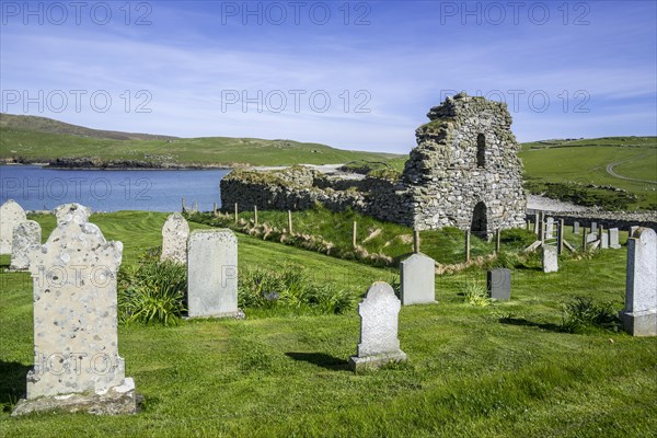 Churchyard and 12th century St Olaf's Kirk