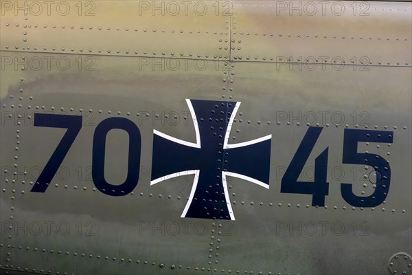 Detail of Bundeswehr helicopter with logo
