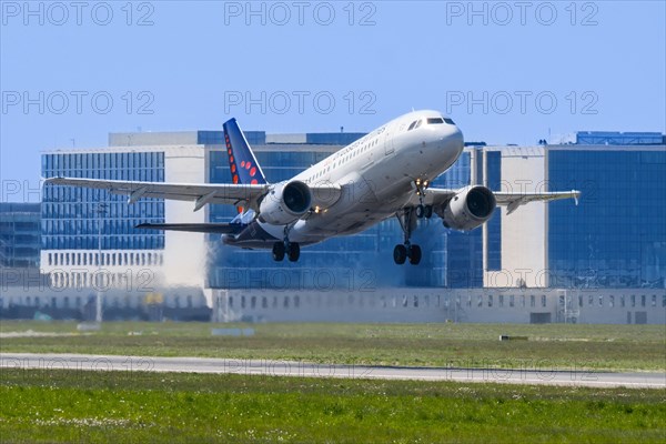 Airbus A319-111 from Brussels Airlines taking off from runway at the Brussels-National airport