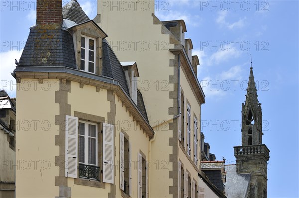 Houses and church tower at Douarnenez