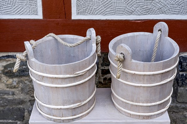 Handmade wooden buckets