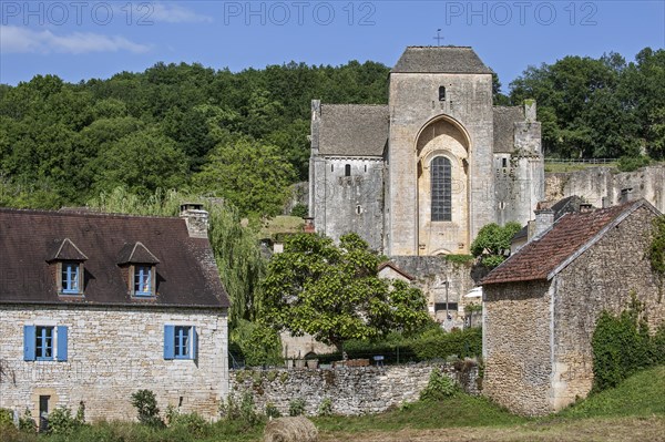 The medieval village Saint-Amand-de-Coly with its fortified Romanesque abbey church