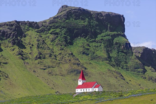 Vik church at Vik i Myrdal in summer