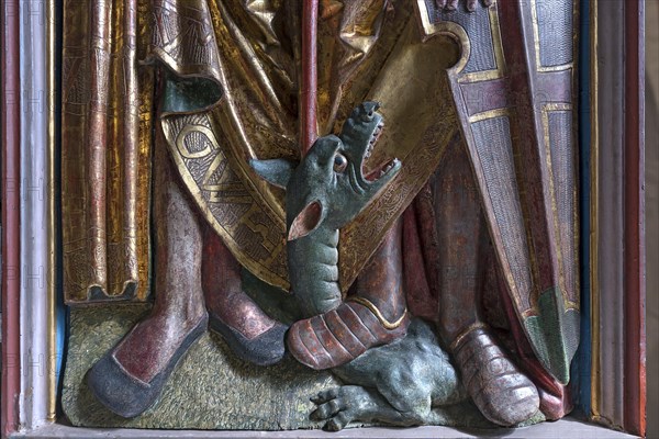 Detail of George with the Dragon in the late Gothic winged altar by Michael Wolgemut