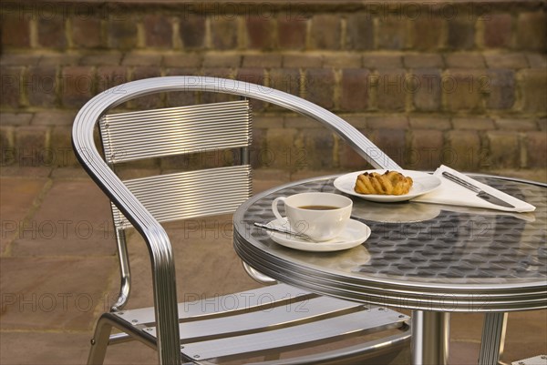 Cafe table and chair on a terrace