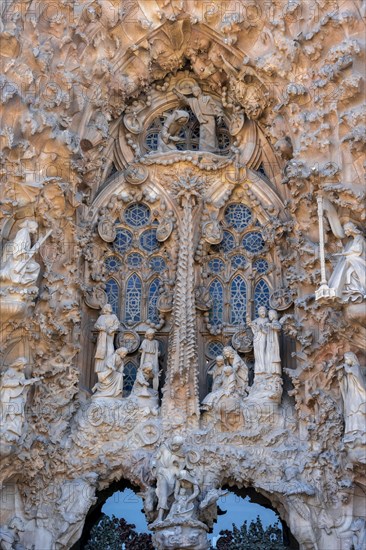 Artfully decorated windows with figures of saints