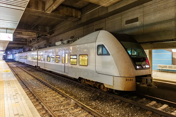 KLIA Ekspres Line express train at KL Sentral station in Kuala Lumpur