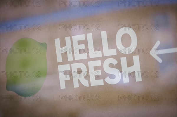 The lettering of the Hello Fresh company at their location in Berlin. 04.02.2022.