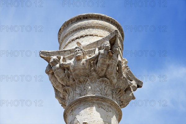 Last column with chapter of the Roman Via Appia leading from Rome to Brindisi