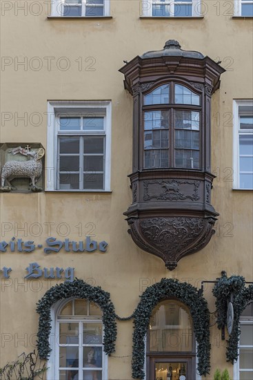 Historic oriel at the inn Zum Weissen Lamm