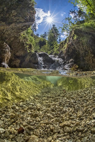 Underwater photo in a mountain stream in the Kalkalpen National Park