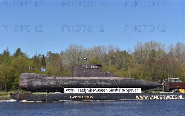 Submarine U 17 on a pontoon in the Kiel Canal