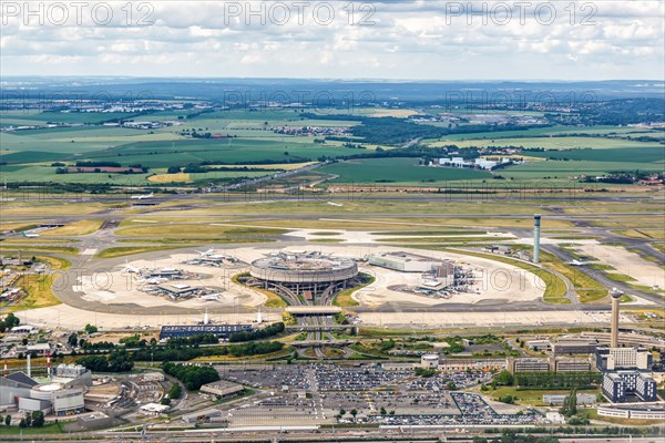 Aerial view of Terminal 1 of Paris Charles de Gaulle