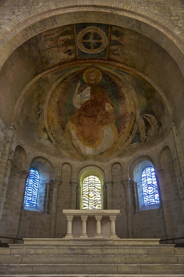 Western apse with its late 12th C. fresco of Christ in Glory in the Nevers Cathedral