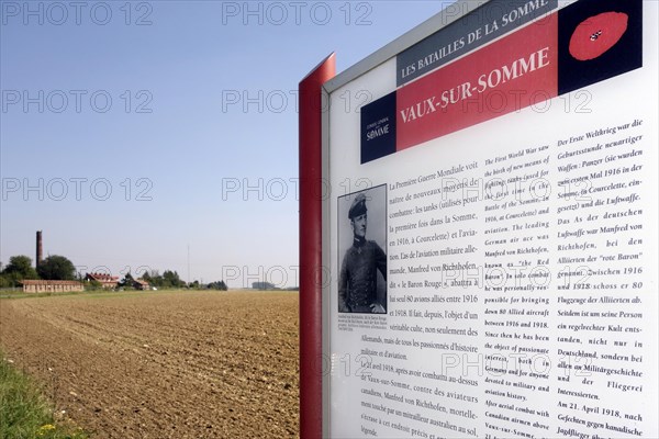 Information panel near the crash site of the Red Baron