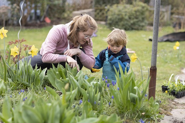 Mother and child in the garden