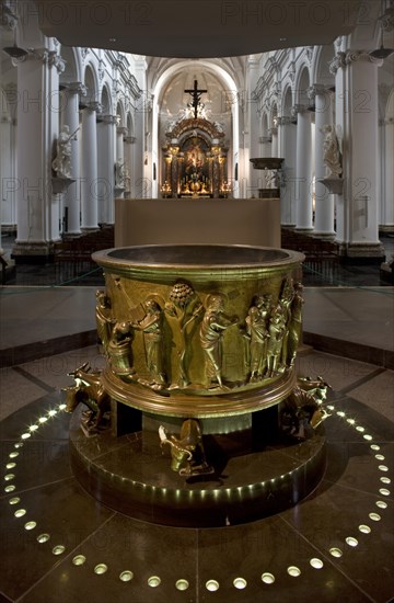 Baptismal font inside the St. Bartholomew's Church