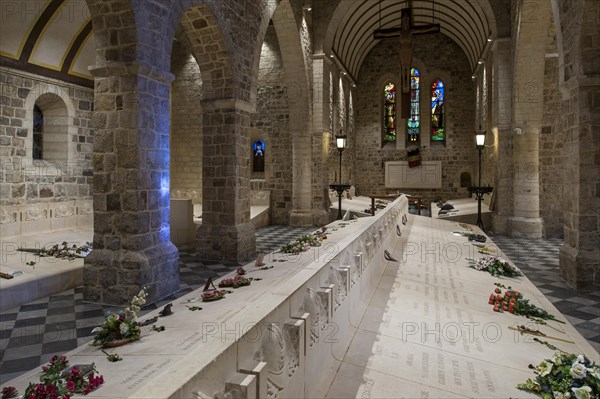 Necropolis with graves of Belgian World War One soldiers buried in the church of Grimde near Tienen