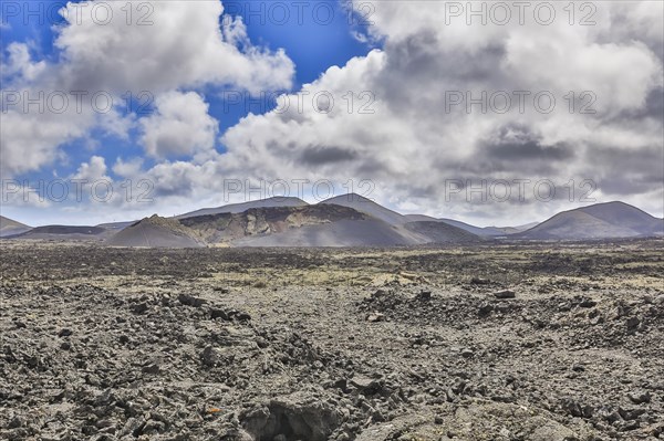 Volcanic landscape with view of the Caldera de Los Cuervos