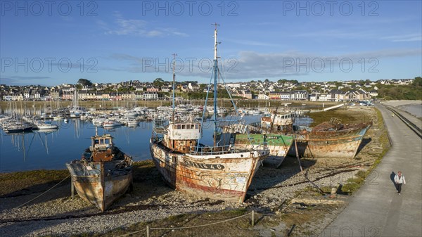 Shipwrecks in Camaret sur Mer harbour in Crozon peninsula