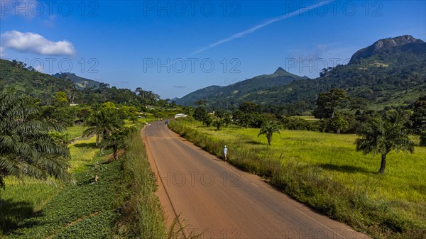 Aerial of the mountain scenery around Man