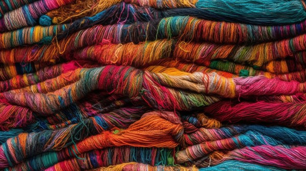 Truly seamless tile of colorful knitting yarn and string background