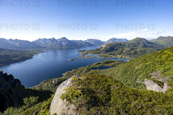 Fjord Raftsund and mountains