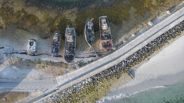 Shipwrecks in Camaret sur Mer harbour in Crozon peninsula