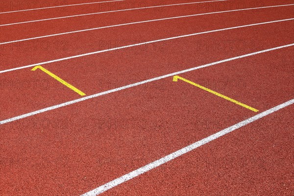 Lines on a tartan track sports field