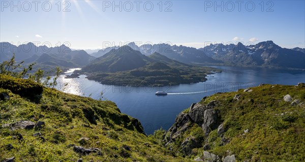 Hurtigruten cruise ship in the fjord