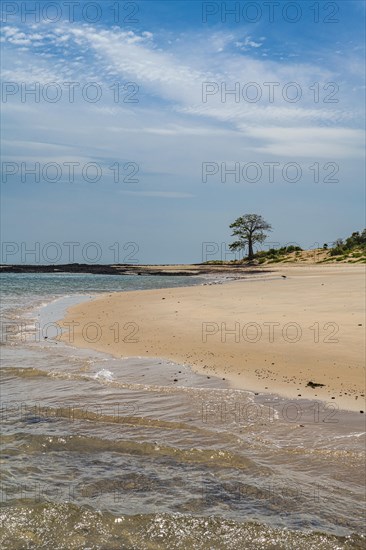 Long sandy beach on a little islet in Marinho Joao Vieira e Poilao National Park