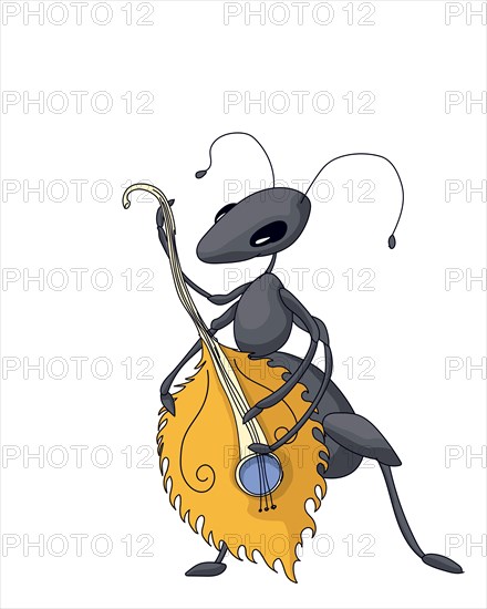 Cute ant playing bass