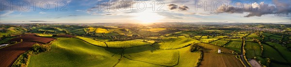 Sunset over Devon Windmill from a drone