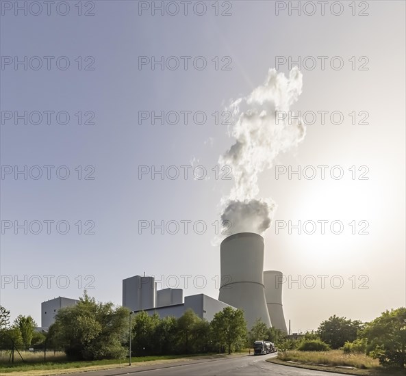 Lignite-fired power plant Lippendorf with steaming cooling tower