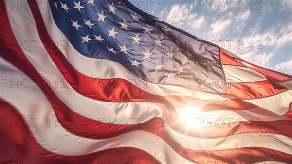 Silk american flag abstract blowing in the wind