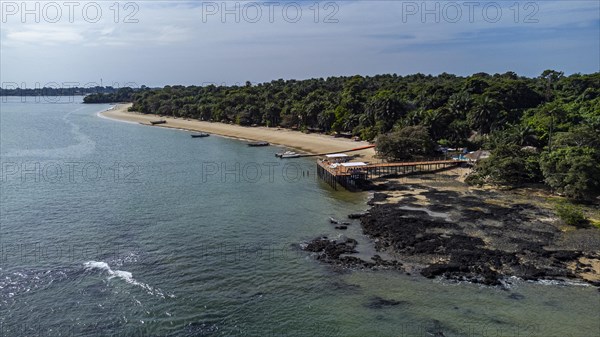 Aerial of a sandy beach on Rubane island