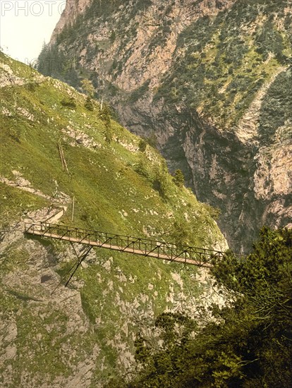 Bridge in the Hoellentalklamm gorge in Upper Bavaria