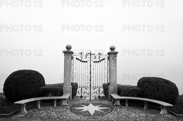 Metal Gate with Benches and Plants in Switzerland